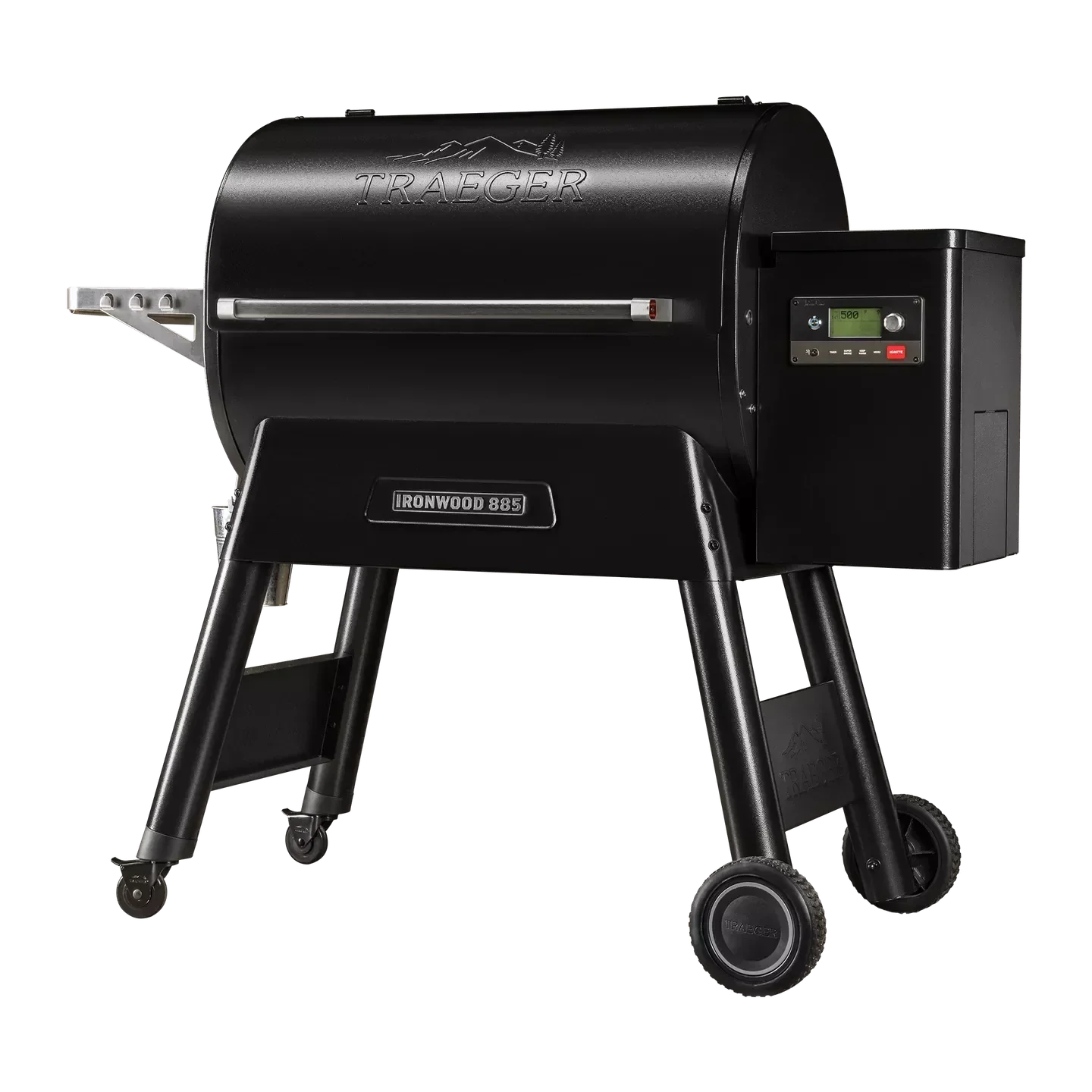 Black Traeger grill on a white background
