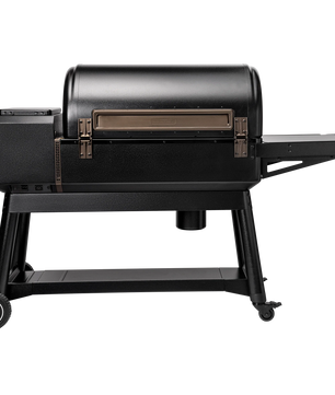 Black outdoor grill on a white background