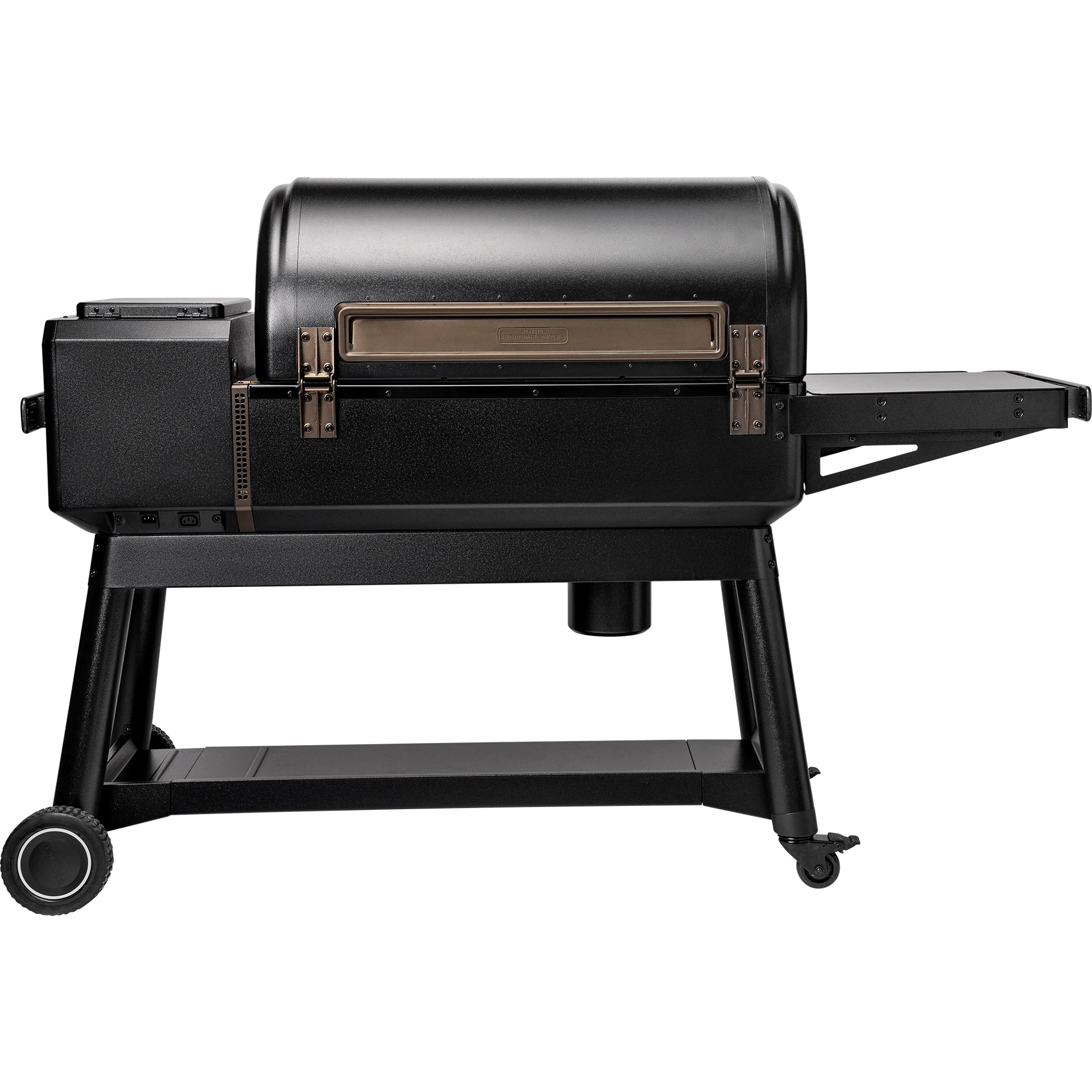 Black outdoor grill on a white background