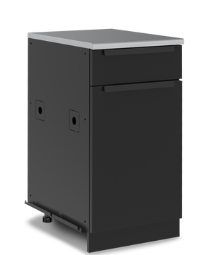 Black metal cabinet on a white background