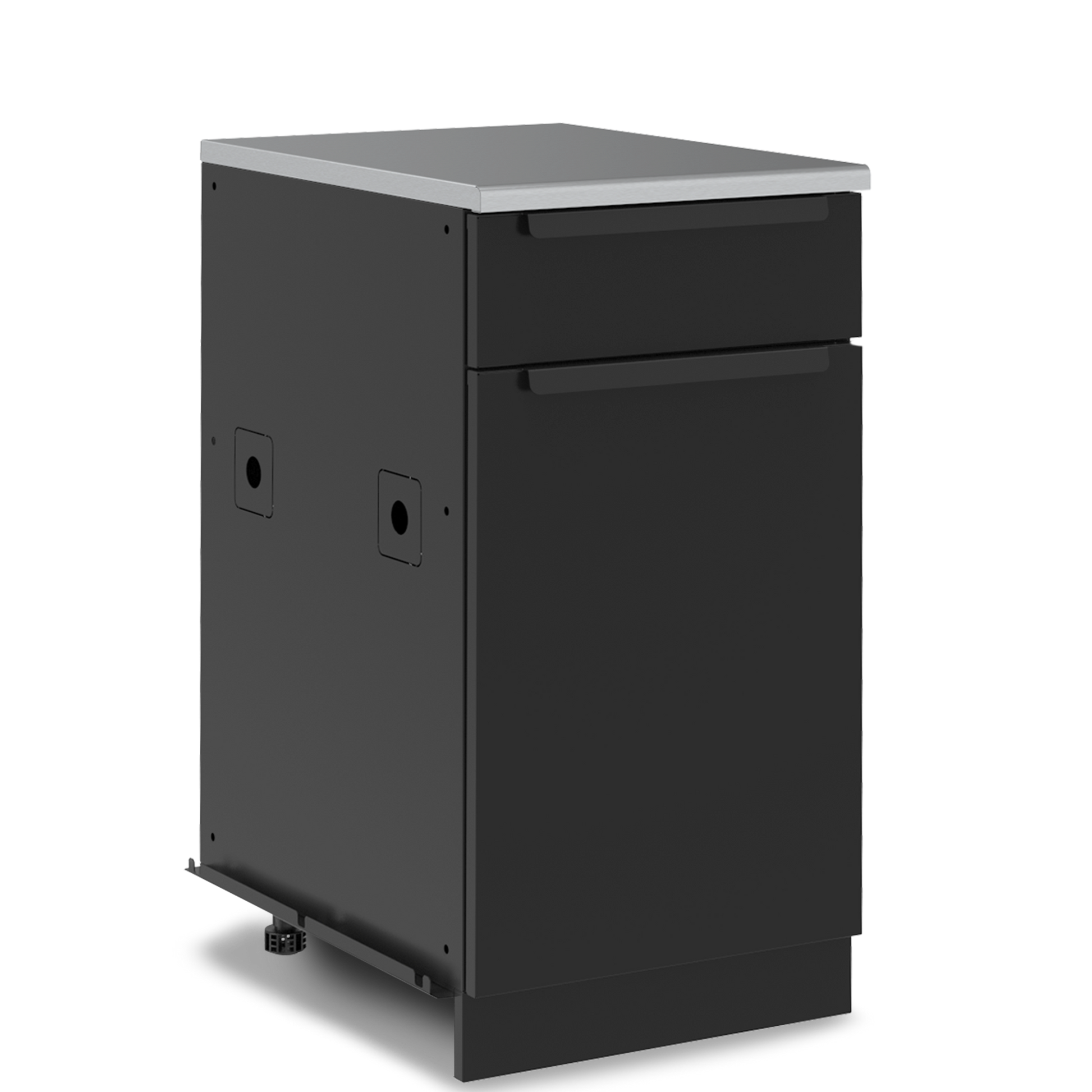 Black metal cabinet on a white background