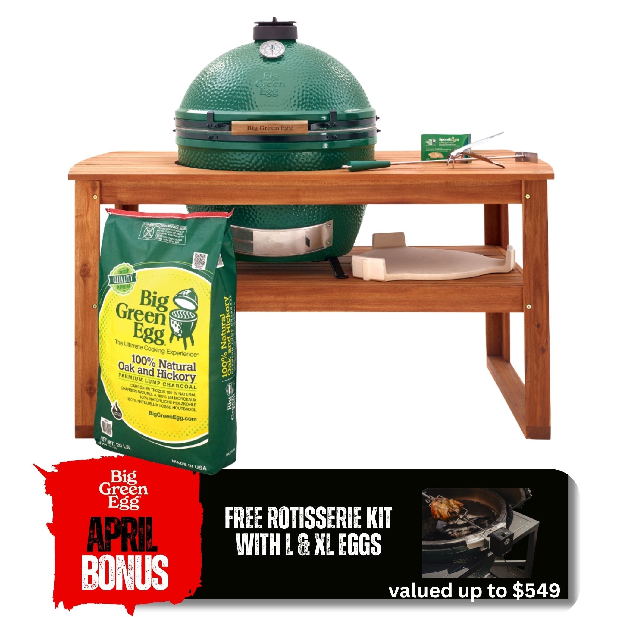 Big Green Egg 'XL Acacia Table Bundle' - Smoked Bbq Co