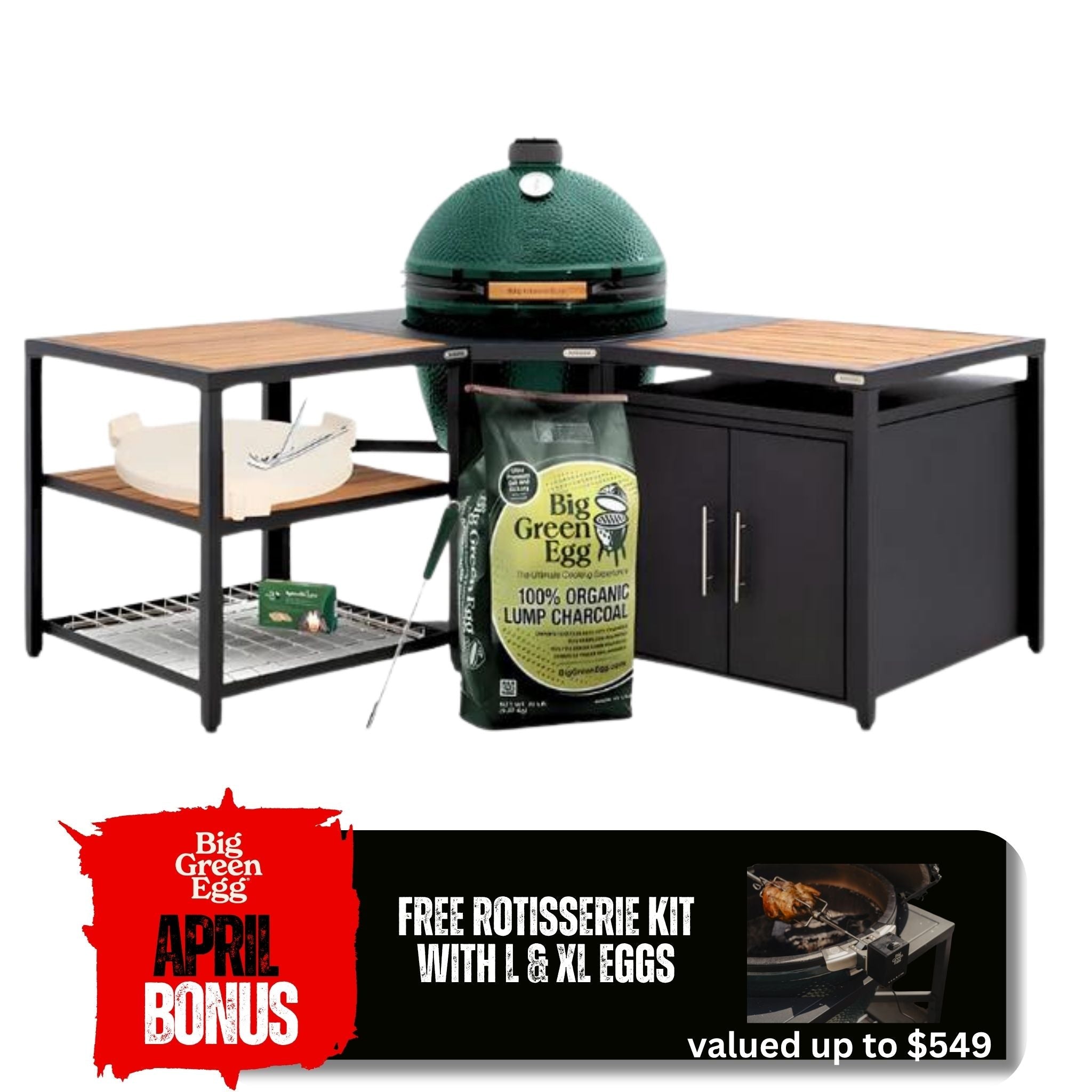 Big Green Egg 'XL Modular Corner Unit, Expansion Frame & Cabinet Bundle' - Smoked Bbq Co