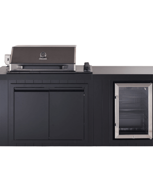 Bosston Bossworx Outdoor Kitchen with Black Stainless Steel 4 Burner BBQ & Fridge - Smoked BBQ Co.
