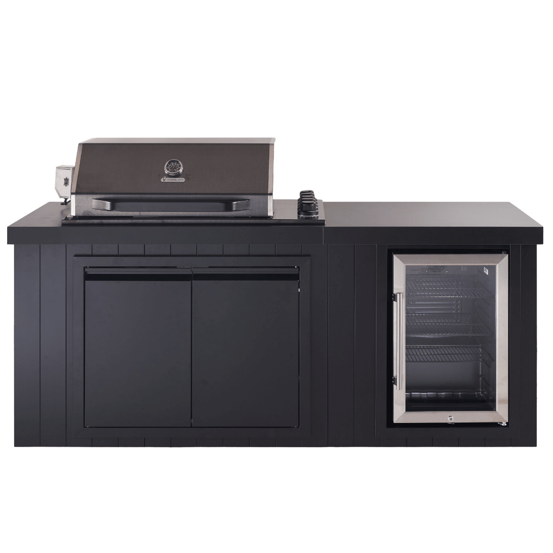 Bosston Bossworx Outdoor Kitchen with Black Stainless Steel 4 Burner BBQ & Fridge - Smoked BBQ Co.