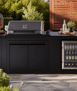 Bosston Bossworx Outdoor Kitchen with Black Stainless Steel 4 Burner BBQ & Fridge - Smoked BBQ Co.