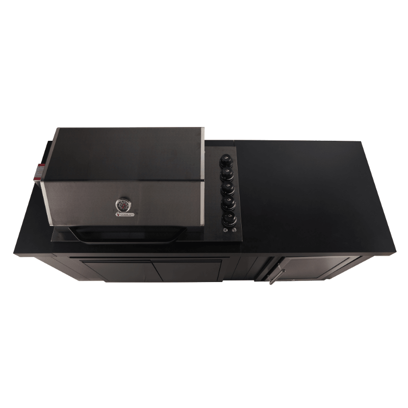 Bosston Bossworx Outdoor Kitchen with Black Stainless Steel 4 Burner BBQ & Fridge - Smoked BBQ Co.