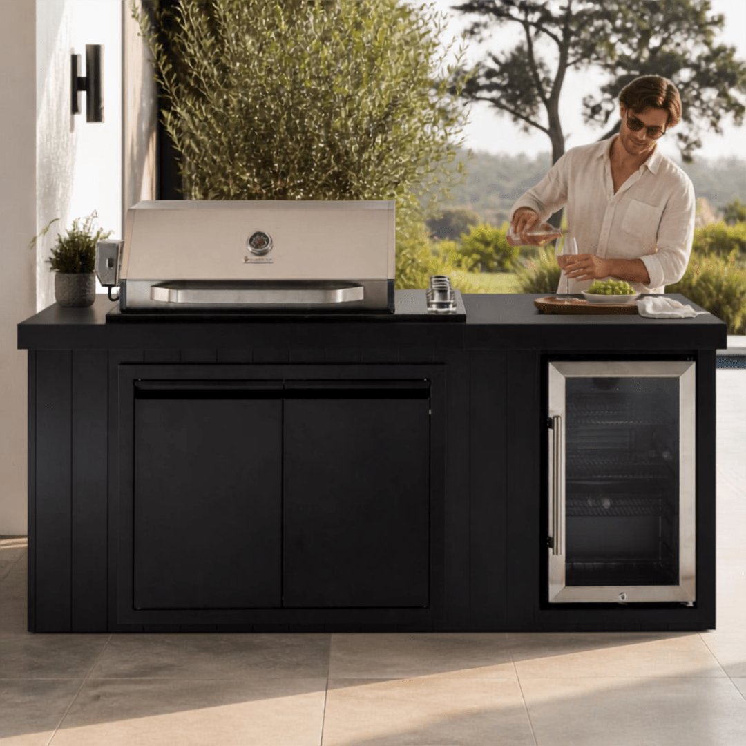 Bosston Bossworx Outdoor Kitchen with Stainless Steel 4 Burner BBQ & Fridge - Smoked BBQ Co.