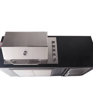 Bosston Bossworx Outdoor Kitchen with Stainless Steel 4 Burner BBQ & Fridge - Smoked BBQ Co.