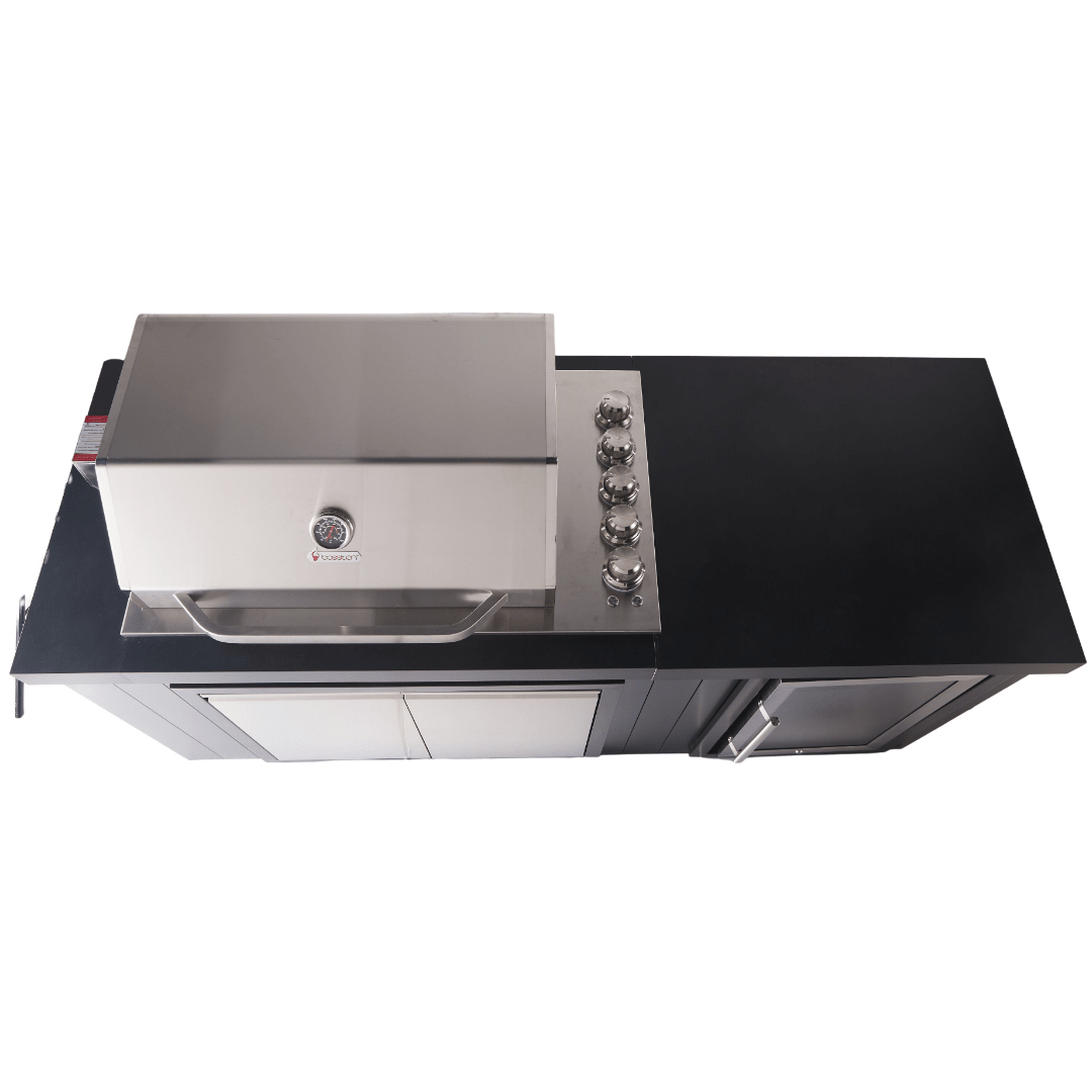 Bosston Bossworx Outdoor Kitchen with Stainless Steel 4 Burner BBQ & Fridge - Smoked BBQ Co.