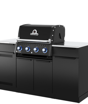Black outdoor grill with brand logo on a white background