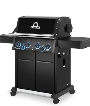 Black grill with brand logo on a white background