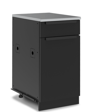 Black metal cabinet on a white background