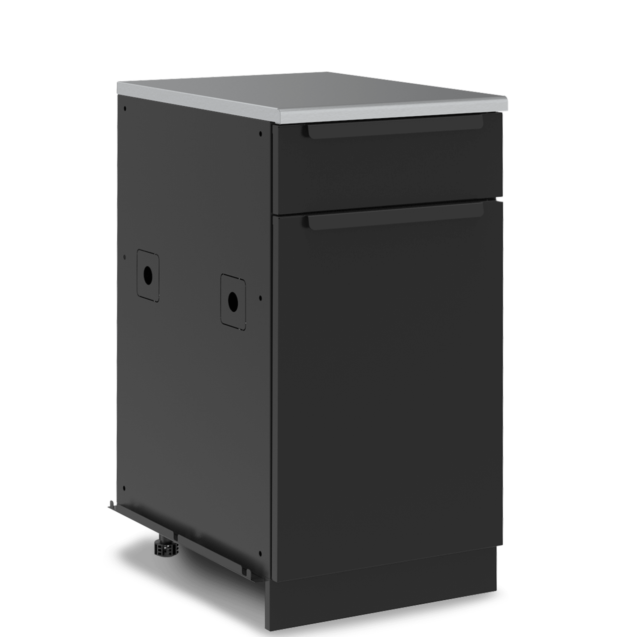 Black metal cabinet on a white background