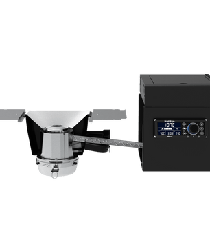 Outdoor grill with digital control panel on a white background