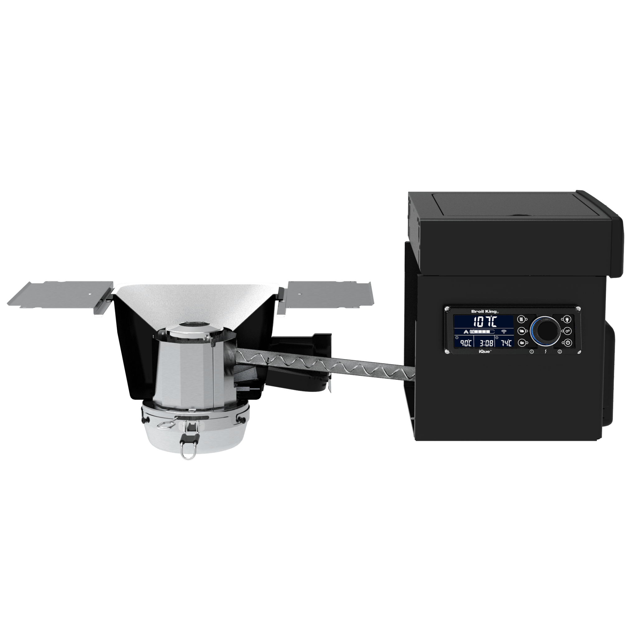 Outdoor grill with digital control panel on a white background