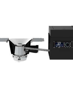 Outdoor grill with digital control panel on a white background
