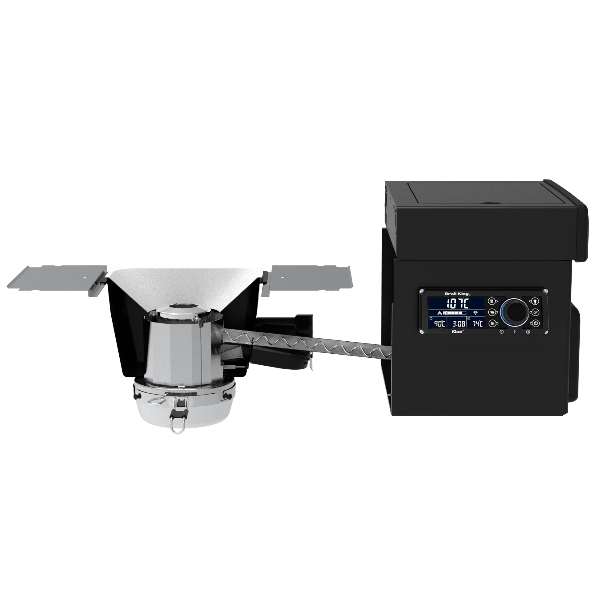Outdoor grill with digital control panel on a white background