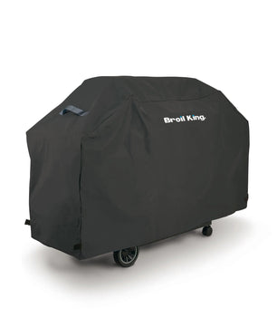 A black grill cover with the 'Broil King' logo printed in white on the upper right side, shown on a clean white background.