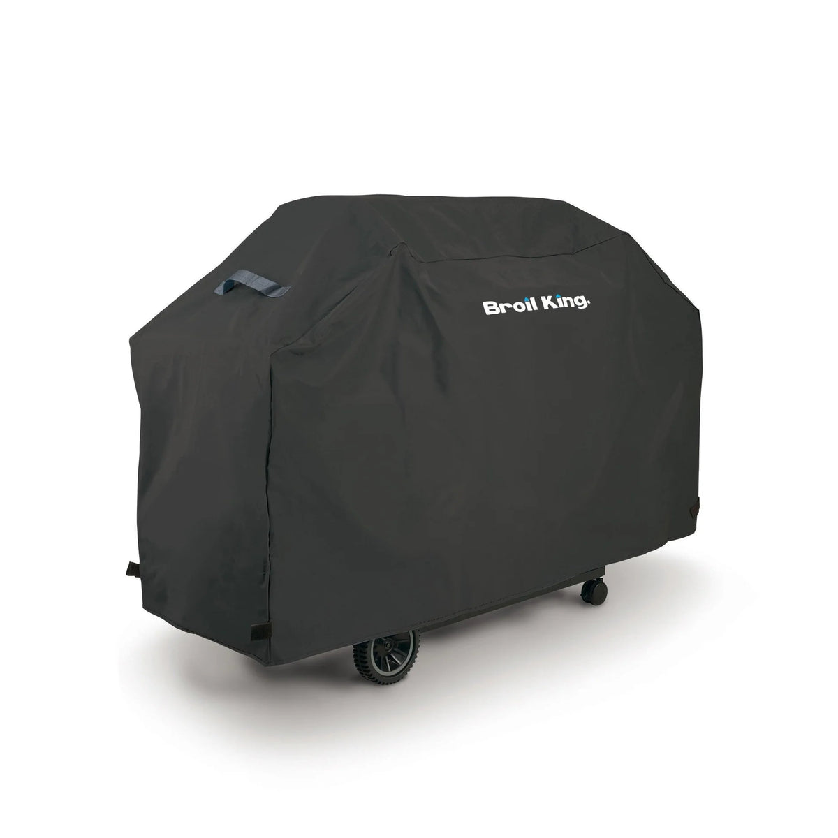 A black grill cover with the 'Broil King' logo printed in white on the upper right side, shown on a clean white background.