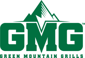 Green Mountain Grills logo with a green mountain graphic above the bold green letters 'GMG' and the text 'GREEN MOUNTAIN GRILLS' on a white background.