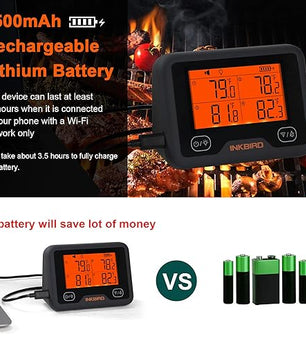 Inkbird Wireless Grill Thermometer WiFi & Bluetooth - IBBQ - 4BW - Smoked BBQ Co.