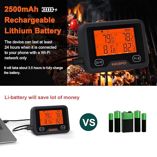Inkbird Wireless Grill Thermometer WiFi & Bluetooth - IBBQ - 4BW - Smoked BBQ Co.