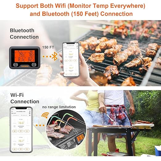 Inkbird Wireless Grill Thermometer WiFi & Bluetooth - IBBQ - 4BW - Smoked BBQ Co.