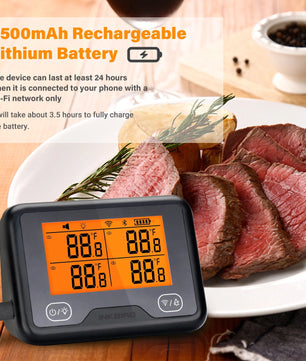 Inkbird Wireless Grill Thermometer WiFi & Bluetooth - IBBQ - 4BW - Smoked BBQ Co.