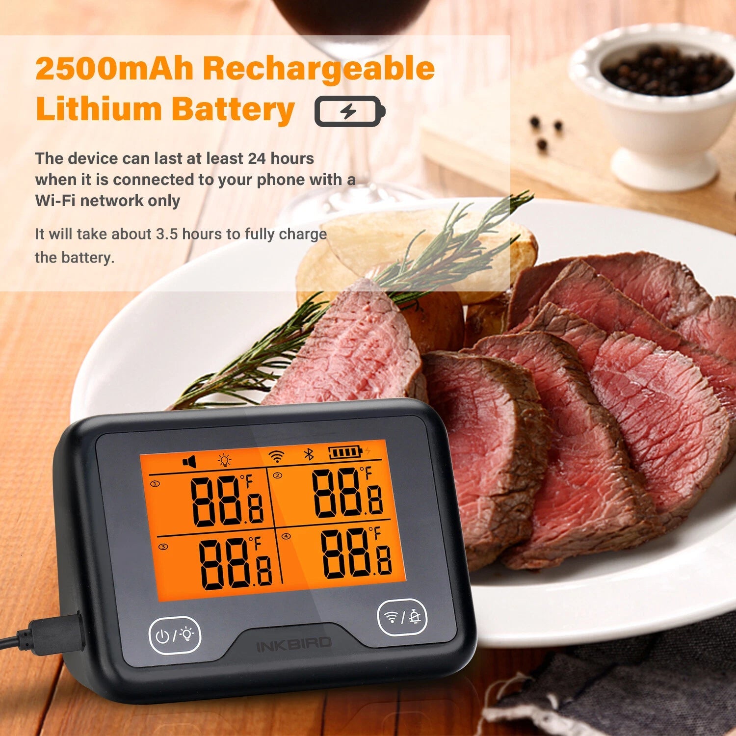 Inkbird Wireless Grill Thermometer WiFi & Bluetooth - IBBQ - 4BW - Smoked BBQ Co.
