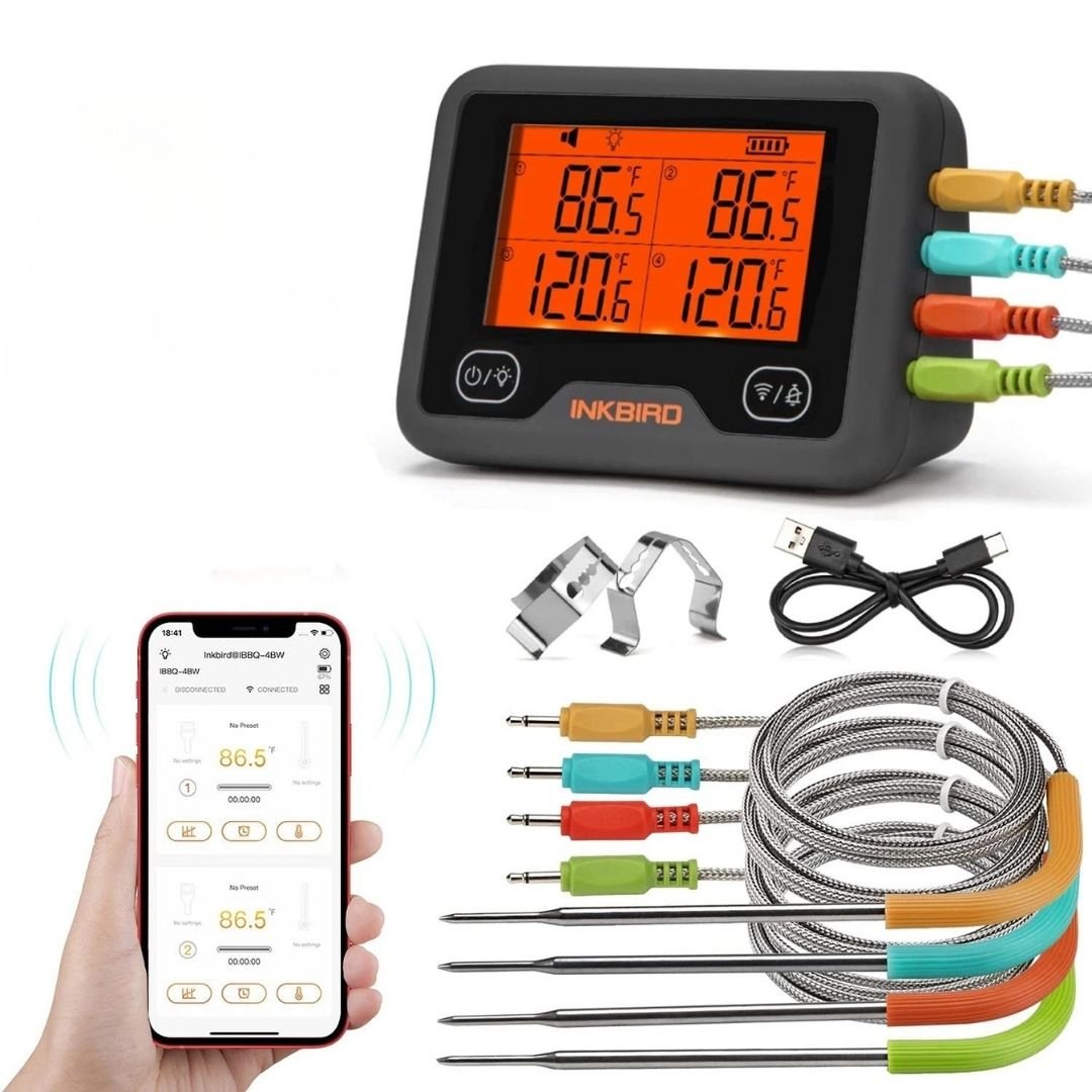Inkbird Wireless Grill Thermometer WiFi & Bluetooth - IBBQ - 4BW - Smoked BBQ Co.
