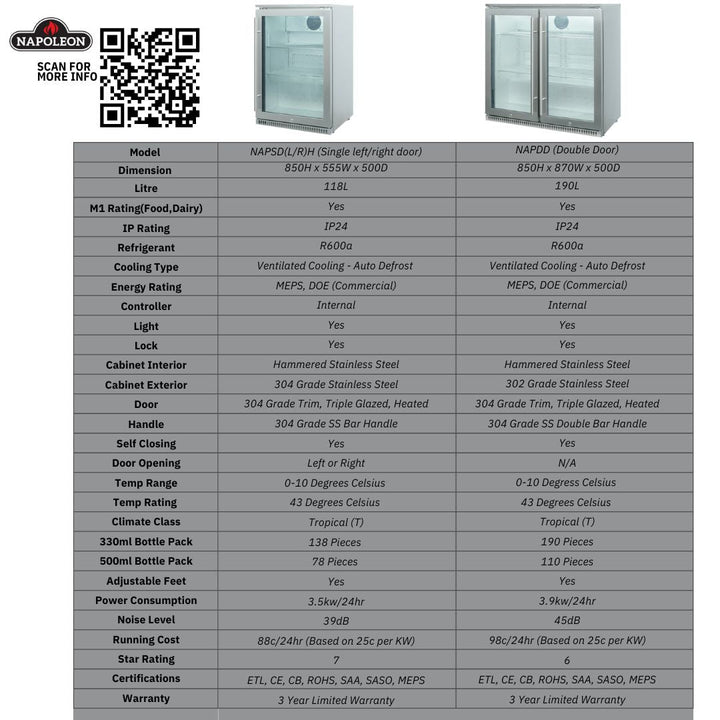 Napoleon ‘Alfresco Outdoor Fridge’ Double Door - Smoked Bbq Co