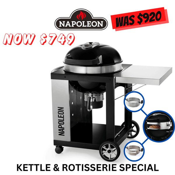 Napoleon PRO CART Charcoal Kettle Grill & Rotisserie Bundle - Smoked Bbq Co