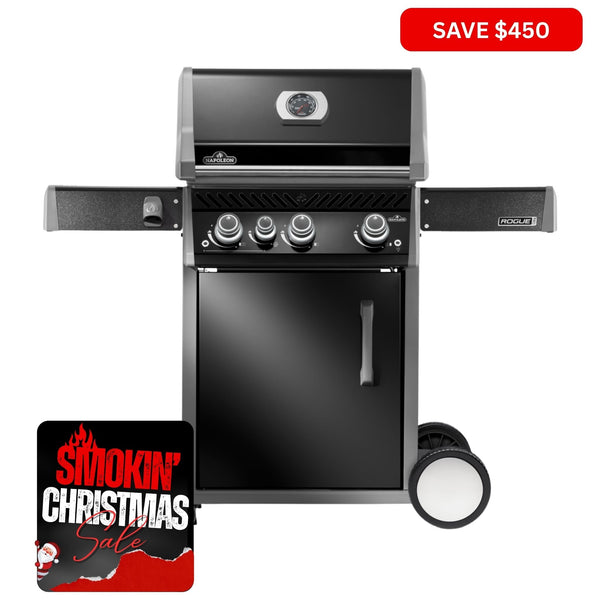 Napoleon Rogue Pro 425 Black 3 Burner BBQ with Infrared Sideburner - Smoked Bbq Co