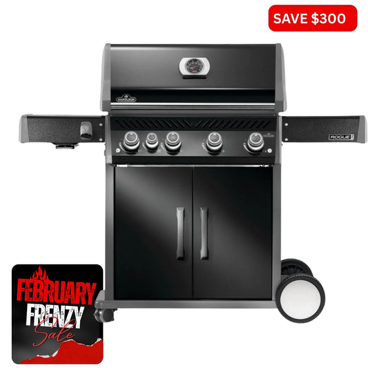 Napoleon Rogue Pro 525 Black 4 Burner BBQ with Infrared Sideburner - Smoked Bbq Co