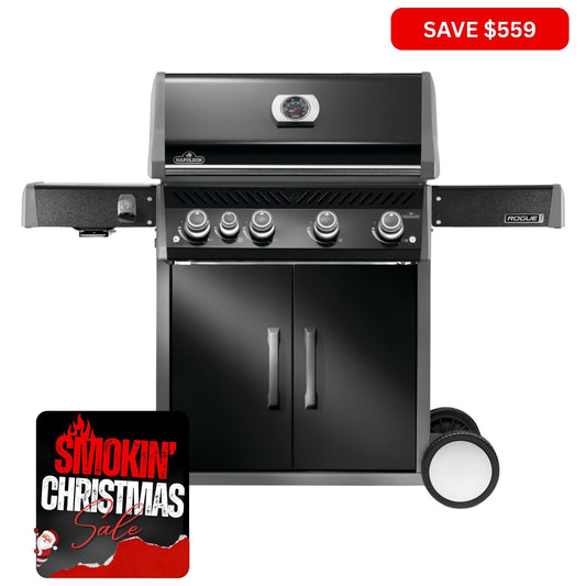 Napoleon Rogue Pro 525 Black 4 Burner BBQ with Infrared Sideburner - Smoked Bbq Co