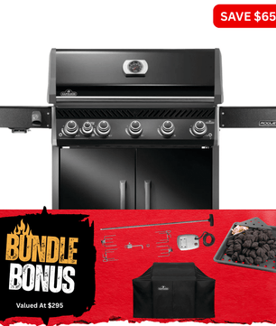 Napoleon Rogue Pro 625 Black 5 Burner BBQ with Infrared Sideburner - Smoked Bbq Co