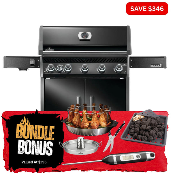 Napoleon Rogue Pro 625 Black 5 Burner BBQ with Infrared Sideburner - Smoked Bbq Co