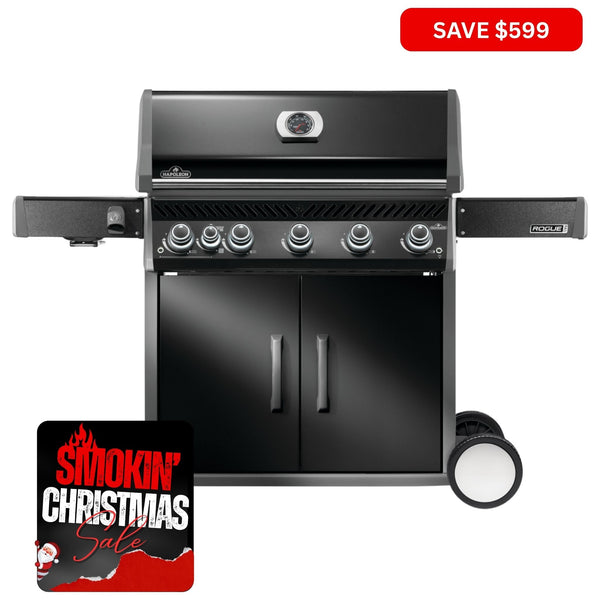 Napoleon Rogue Pro 625 Black 5 Burner BBQ with Infrared Sideburner - Smoked Bbq Co