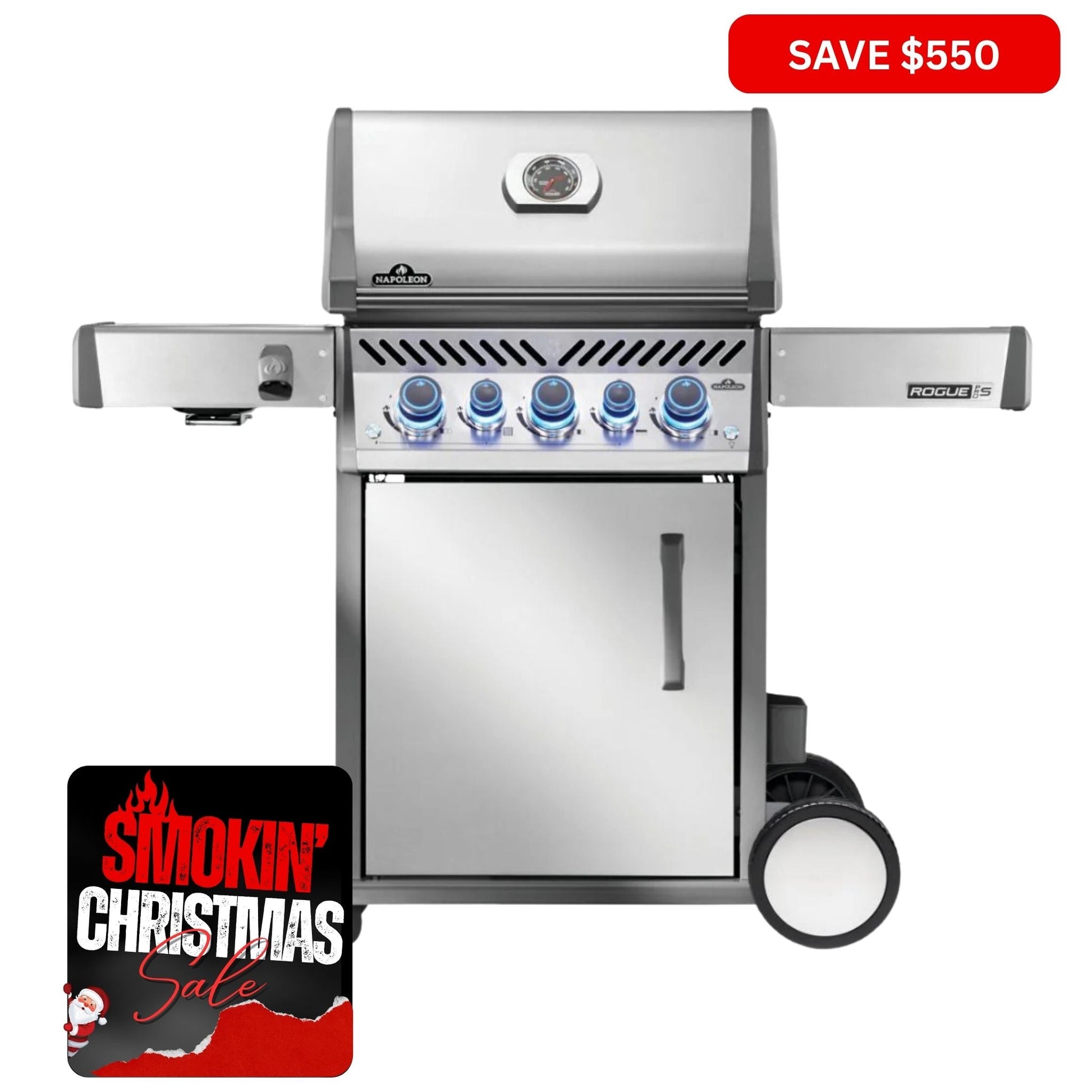 Napoleon Rogue Pro - S 425 SS 3 Burner BBQ with Infrared Sideburner - Smoked Bbq Co