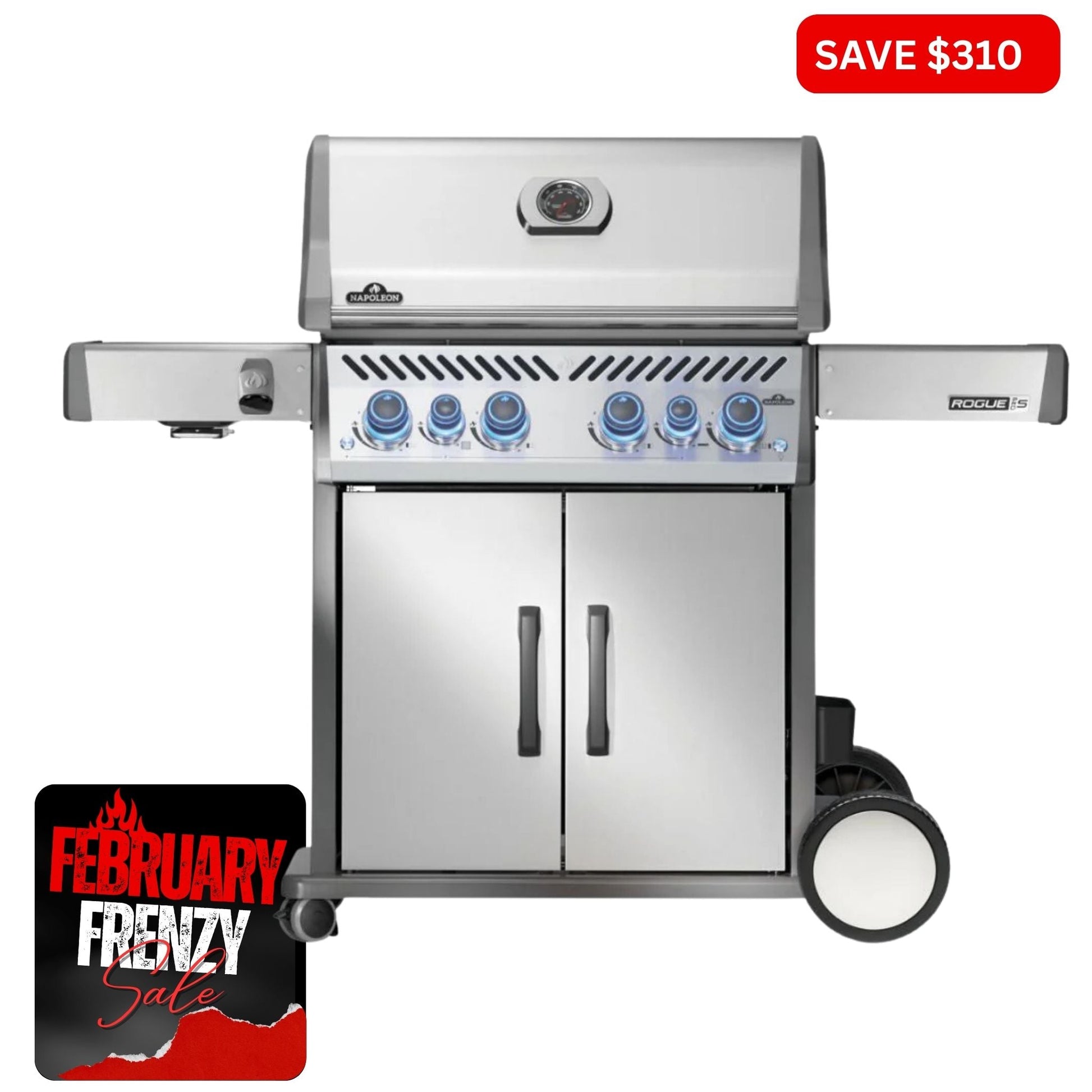 Napoleon Rogue Pro - S 525 SS 4 Burner BBQ with Infrared Sideburner - Smoked Bbq Co