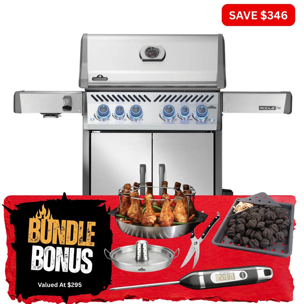 Napoleon Rogue Pro - S 525 SS 4 Burner BBQ with Infrared Sideburner - Smoked Bbq Co