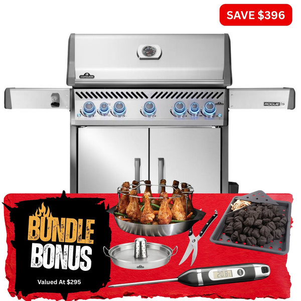 Napoleon Rogue Pro - S 625 SS 5 Burner BBQ with Infrared Sideburner - Smoked Bbq Co