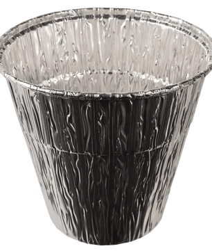 Aluminum foil cup on a white background