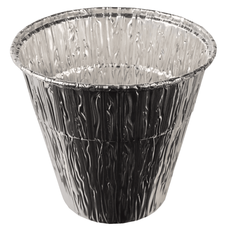 Aluminum foil cup on a white background