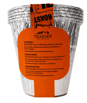 Traeger disposable liners for grill with orange label on a white background