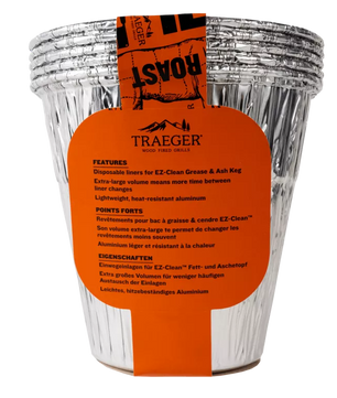 Traeger disposable liners for grill with orange label on a white background