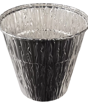 Aluminum foil cup on a white background