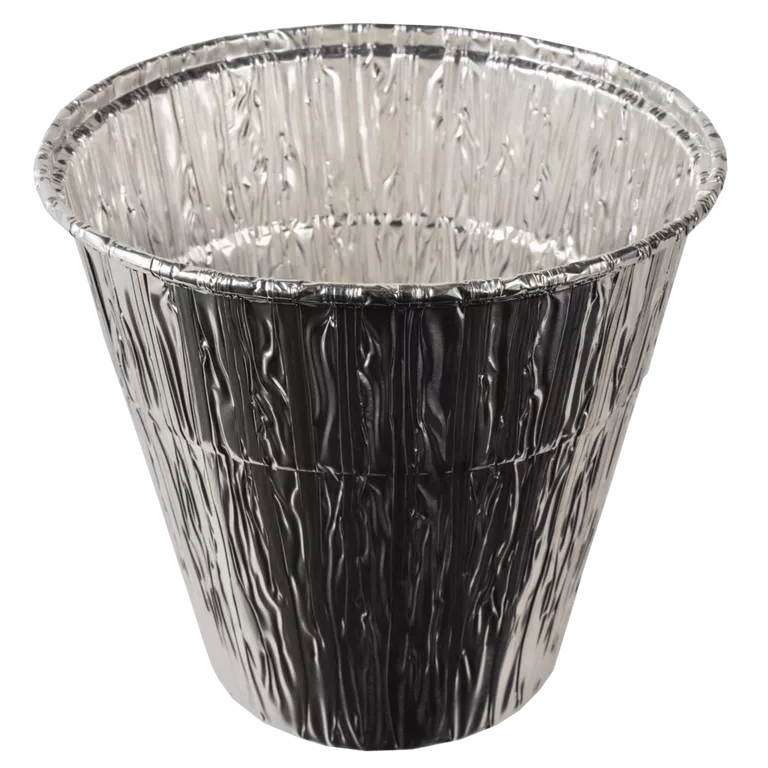 Aluminum foil cup on a white background