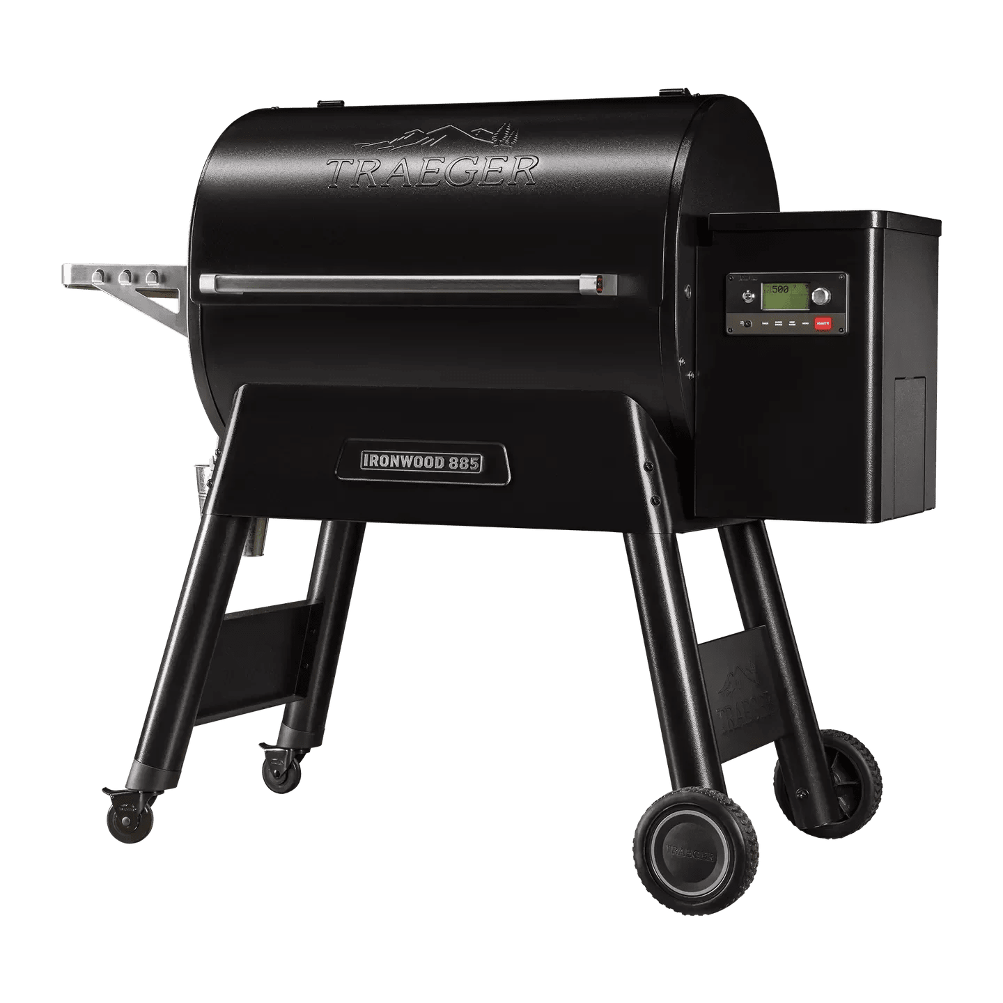 Black Traeger grill on a white background